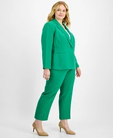 Le Suit Plus Single-Button Straight-Leg Pantsuit