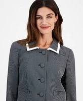 Le Suit Women's Seamed Birdseye Tweed Skirt Suit, Regular & Petite