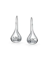 Bling Jewelry Simple Plain Puffed Teardrop Pear Shaped Rain Drop Earrings For Women Fishhook Threader Polish Sterling Silver Inch