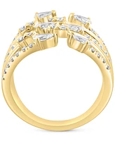 Effy Lab Grown Diamond Pear & Round Multirow Statement Ring (1-1/20 ct. t.w.) in 14k Gold