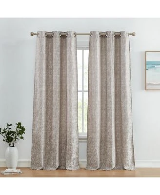 Hlc.Me Avalon Jacquard Slub Texture Privacy Curtains With Grommet Lightweight Window Curtain Panels Set Of 2