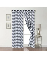 Kate Aurora 2 Pack Room Darkening Juvi Chevron Grommet Top Window Curtains With Tiebacks