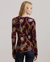 Lauren Ralph Petite Belting-Print Cotton Long-Sleeve Tee