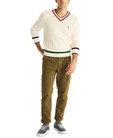 Nautica Men's Classic-Fit Ribbed-Knit Tipped V-Neck Cricket Sweater