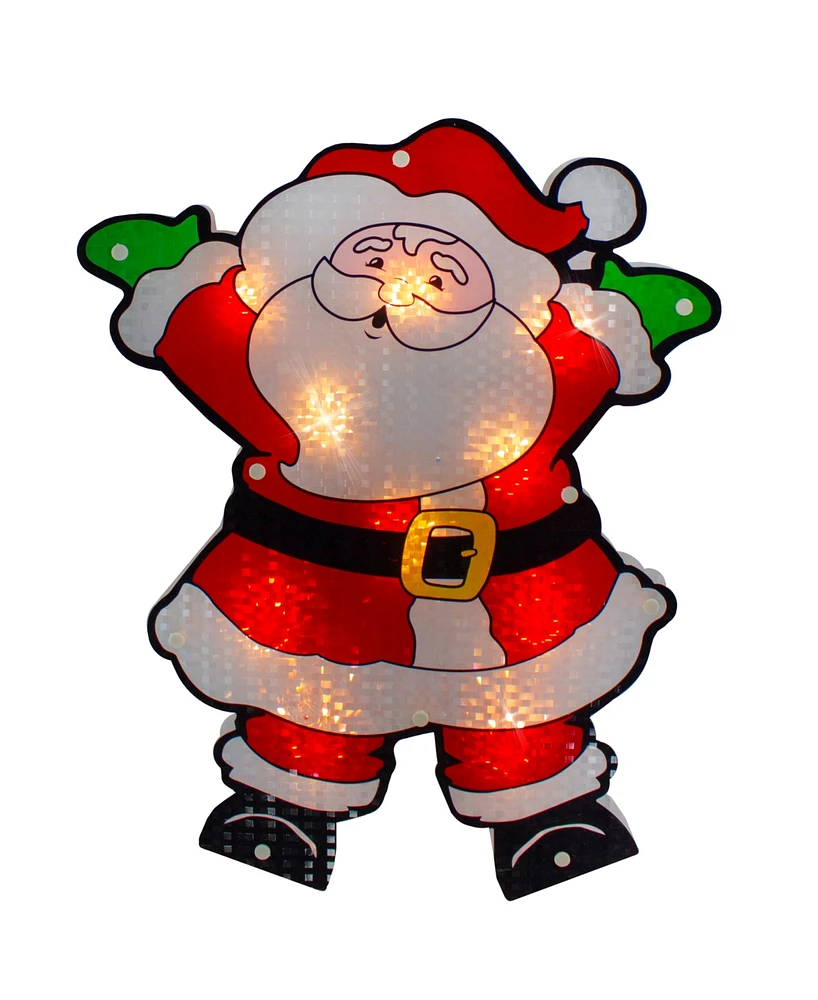 Northlight 16.25" Lighted Holographic Santa Claus Christmas Window Silhouette