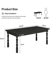Tribesigns 62” Wood Dining Table for 4-6 People, Farmhouse Large Rectangle Kitchen Table