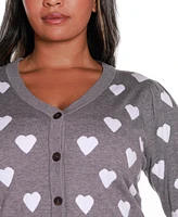 Belldini Plus Hearts Jacquard Cardigan Sweater