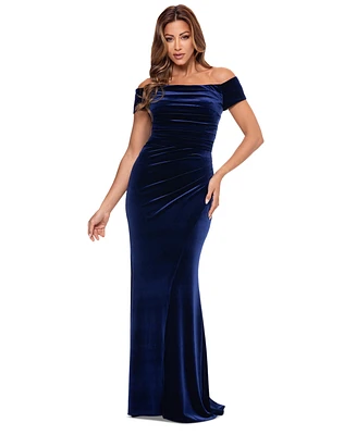 Xscape Women's Velvet Off-The-Shoulder Evening Gown