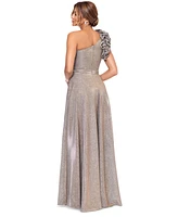 Xscape Women's Embellished-One-Shoulder Glitter Ball Gown