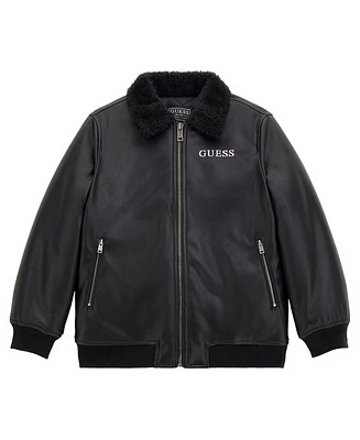 Guess Big Boy Polyurethane Padded Long Sleeve with Sherpa Fur Collar Jacket