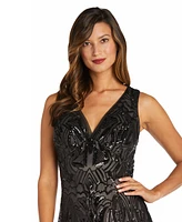 R & M Richards Petite Sequinned-Pattern Evening Gown