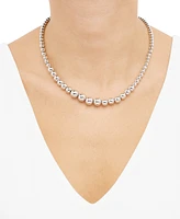 Polished Graduated Bead 18" Collar Necklace in Sterling Silver