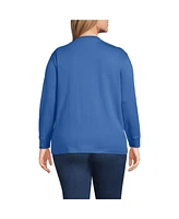 Lands' End Plus Cotton Relaxed Long Sleeve Crew Neck