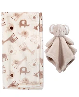 Jessica Simpson Baby Boys Zoo Animal Blanket with Elephant Lovey, 2-Piece Set