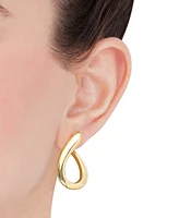 Italian Silver Polished Swoop Drop Earrings in 18k Gold-Plated Sterling Silver