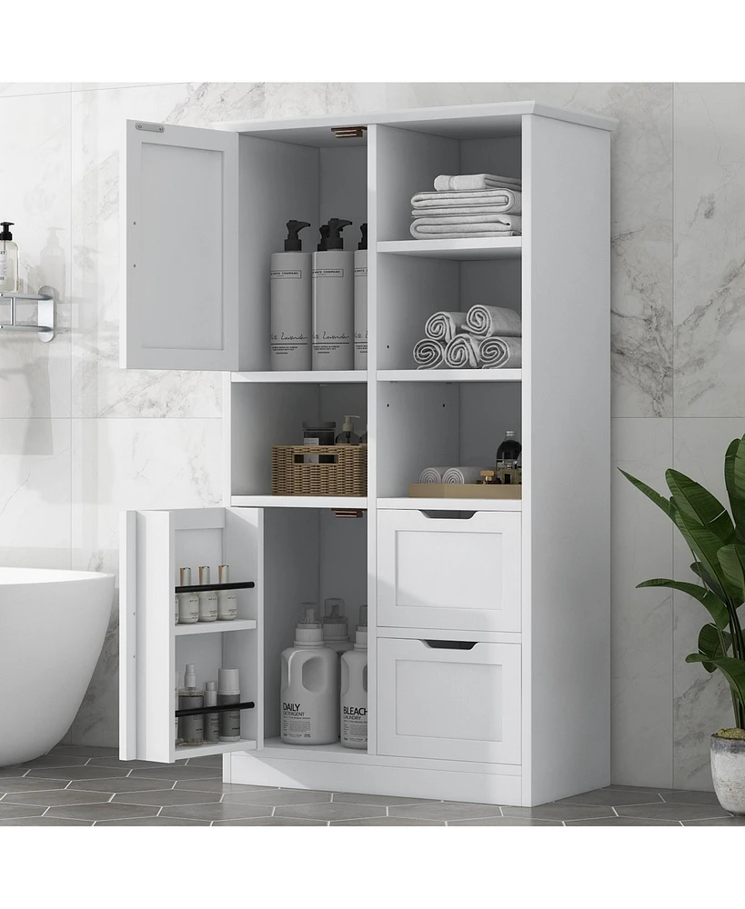 Slickblue Bathroom Storage Cabinet Space-Saving Design with Shelves for Organized Storage