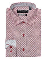 Nick Graham Men's Modern Fit Mosaic Tile Neat Dress Shirt