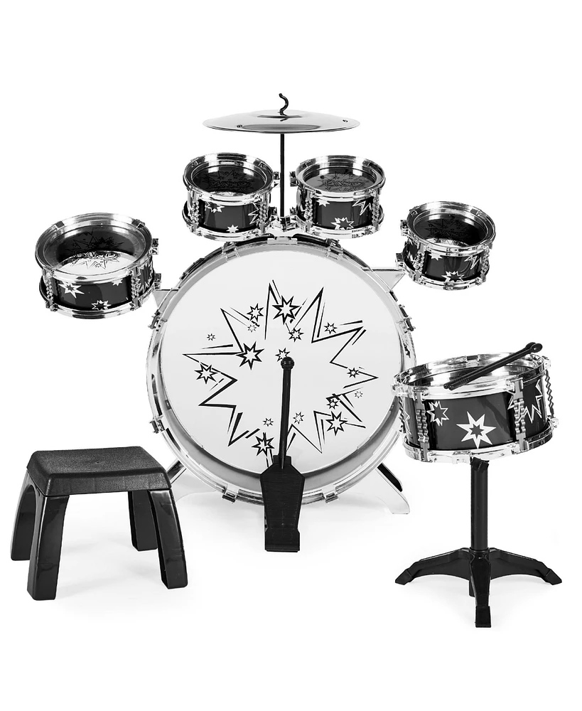 Best Choice Products 11-Piece Kids Starter Drum Set w/ Bass Drum, Tom Drums, Snare, Cymbal, Stool, Drumsticks