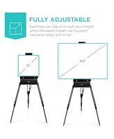 Best Choice Products French Easel, 32pc Beginners Kit Portable Wooden Adjustable Tripod w/ Paint Supplies