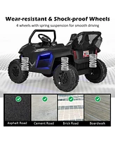 Costway 12V 2-Seater Kids Ride On Utv Rc Electric Vehicle Suspension w/ Lights & Music