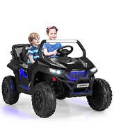 Costway 12V 2-Seater Kids Ride On Utv Rc Electric Vehicle Suspension w/ Lights & Music