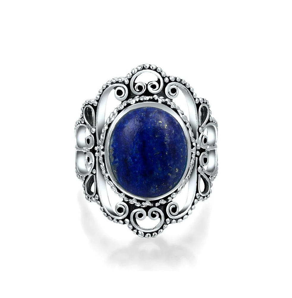 Bling Jewelry Western Large Filigree Oval Cabochon Armor Full Finger Statement Blue Natural Turquoise Ring For Women Oxidized .925 Sterling Si