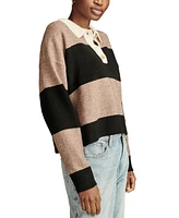 Lucky Brand Women's Rugby-Striped Contrast-Trim Sweater