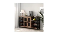 Slickblue Industrial Wine Bar Cabinet, Liquor Storage Credenza