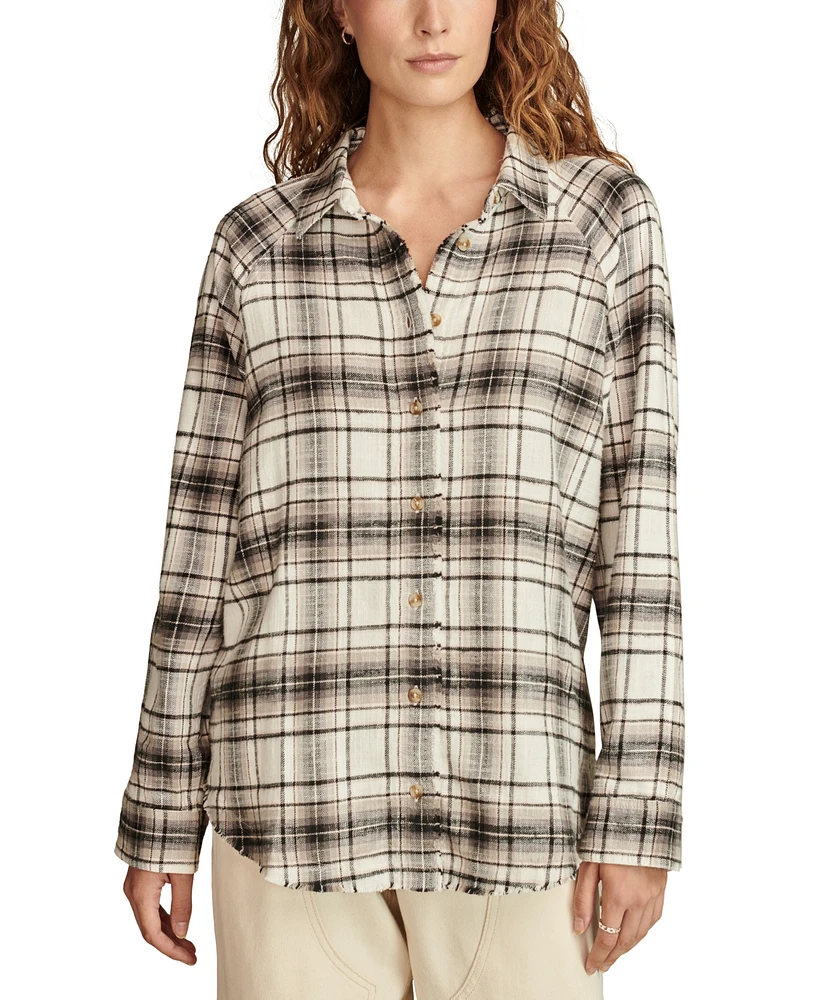 Lucky Brand Women's Plaid Button-Down Long-Sleeve Tunic Shirt