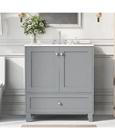 Slickblue Bathroom Vanity Set with Ceramic Sink & Ample Storage - Perfect for Small Bathrooms