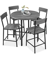 Best Choice Products 5-Piece Modern Round Counter Height Dining Set w/ 4 Chairs, 1.5in Thick Table