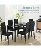 Best Choice Products -Piece Kitchen Dining Table Set w/ Glass Tabletop