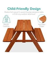 Best Choice Products Kids Wooden Picnic Table, Outdoor Activity Table w/ Adjustable Umbrella, Seats