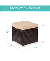 Best Choice Products Set of 2 Wicker Ottomans, Multipurpose Furniture w/ Removable Cushions, Steel Frame