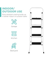 Best Choice Products 4-Step Portable Folding Steel Ladder w/ Hand Rail, Wide Platform Steps, 330lbs Capacity