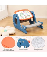 Kids Drawing and Playing Desk Set with Tiltable Erasable Graffiti Whiteboard Eating