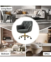 Modern Cute Tufted Office Chair with Gold Base for Living Room, Bedroom