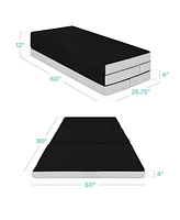 Best Choice Products 4in Thick Folding Portable Onyx Black Mattress Topper w/ Carry Case