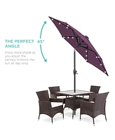 Best Choice Products 7.5ft Outdoor Solar Patio Umbrella for Deck, Pool w/ Tilt, Crank, Led Lights