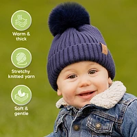 KeaBabies 2pk Baby Hats, Beanies, Newborn Hats for Girls, Boys, Winter Hat, 6-36 Months Infant Hat