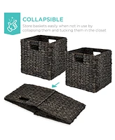 Best Choice Products 10.5x10.5in Hyacinth Storage Baskets, Set of 5 Multipurpose Collapsible Organizers
