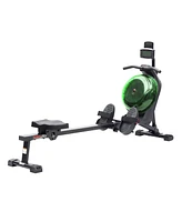 Sunny Health & Fitness Hydro + Dual Resistance Smart Magnetic Water Rowing Machine in Green- Sf-RW522017GRN