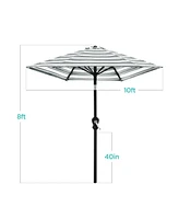 Best Choice Products 10ft Outdoor Steel Striped Market Patio Umbrella w/ Crank, Tilt Push Button, 6 Ribs