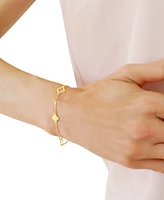 Solid & Silhouette Alternating Clover Station Link Bracelet in 14k Gold