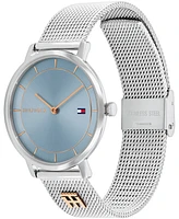 Tommy Hilfiger Women's Quartz Silver-Tone Stainless Steel and Carnation Gold Steel Mesh Bracelet Watch 35mm