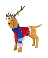 Northlight 36.5" Led Lighted Dog Wearing Antlers Christmas Outdoor Yard Decoration