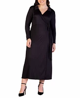 24seven Comfort Apparel Plus Collared Wrap Maxi Dress