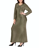 24seven Comfort Apparel Plus Size Long Sleeve Maxi Dress
