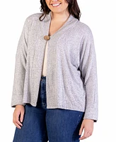 24seven Comfort Apparel Plus Button Front Long Sleeve Cardigan Sweater