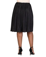 24seven Comfort Apparel Plus Elastic Waistband Party Midi Skirt